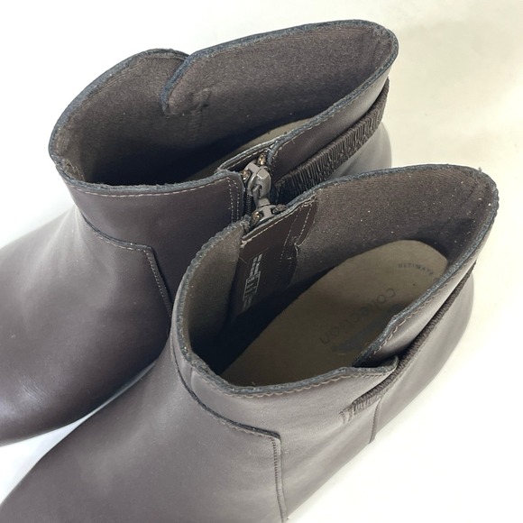 Clarks Womens Emily Holly‎ Boot Size 9.5W Block Heel Bootie Brown Leather Comfy - Picture 5 of 9